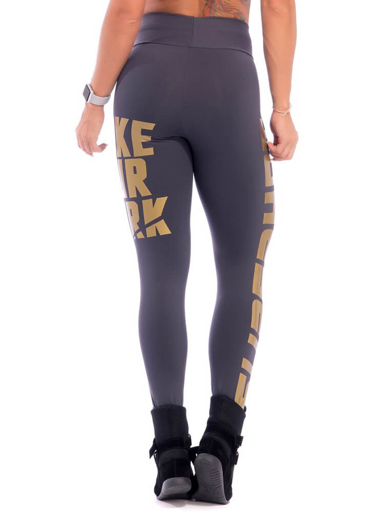 Make Your Mark Legging - Grey & Gold - SUPERHOT - FitZee