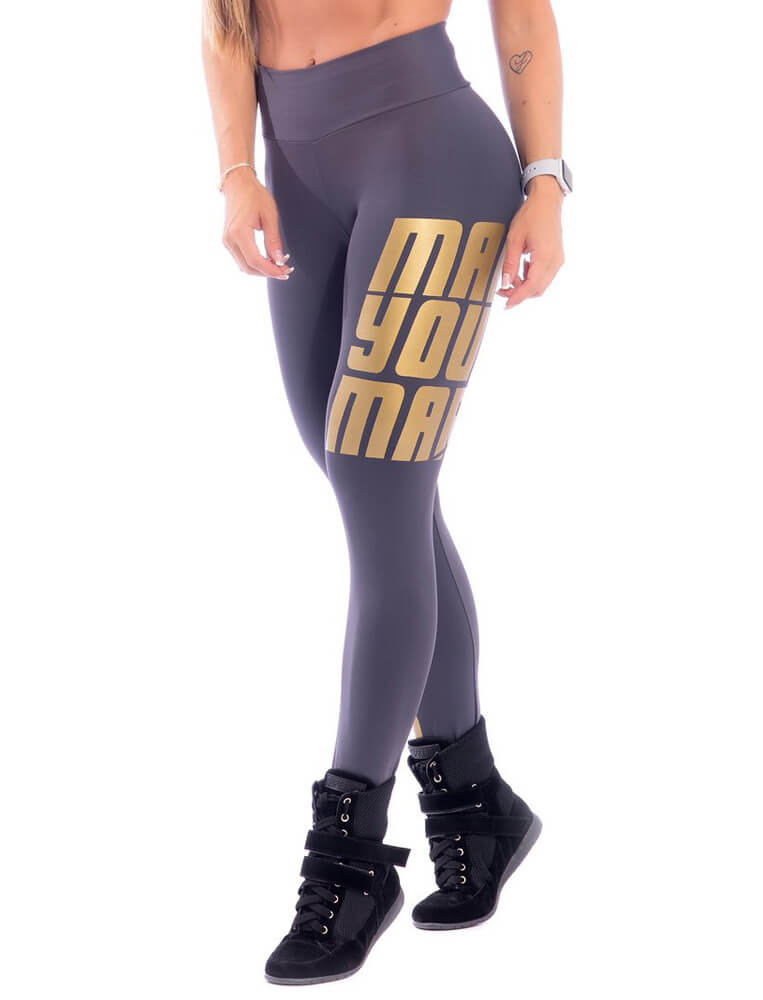 Make Your Mark Legging - Grey & Gold - SUPERHOT - FitZee
