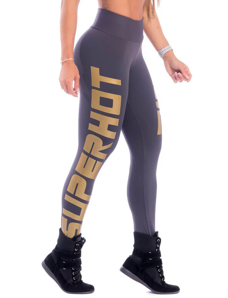Make Your Mark Legging - Grey & Gold - SUPERHOT - FitZee
