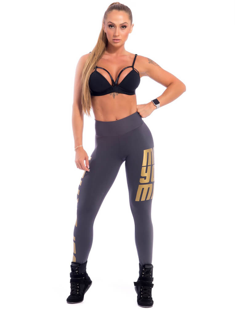 Make Your Mark Legging - Grey & Gold - SUPERHOT - FitZee