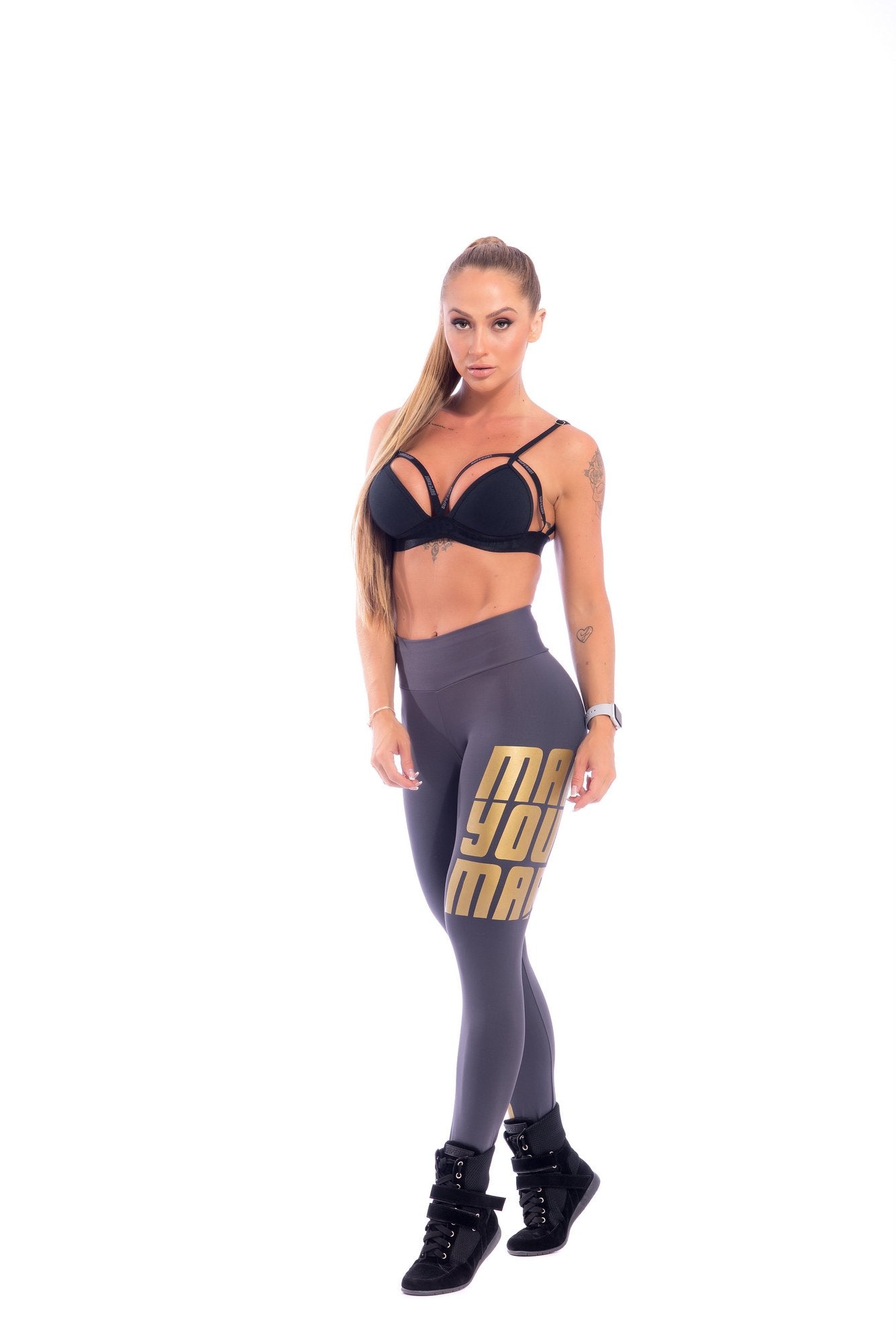 Make Your Mark Legging - Grey & Gold - SUPERHOT - FitZee