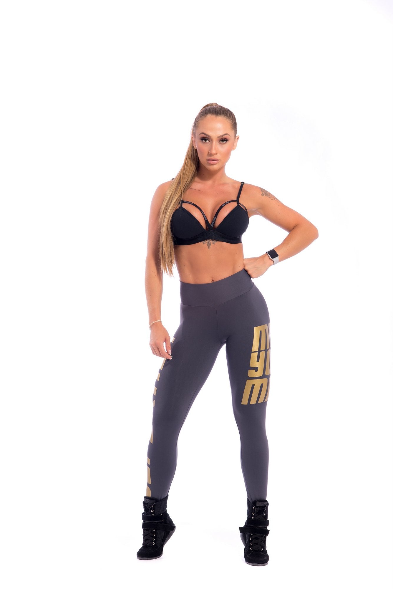 Make Your Mark Legging - Grey & Gold - SUPERHOT - FitZee